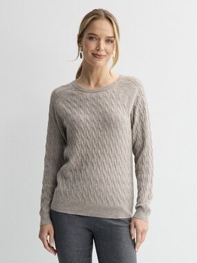Croft & Barrow Taupe Cable Crewneck Sweater